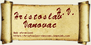 Hristoslav Vanovac vizit kartica